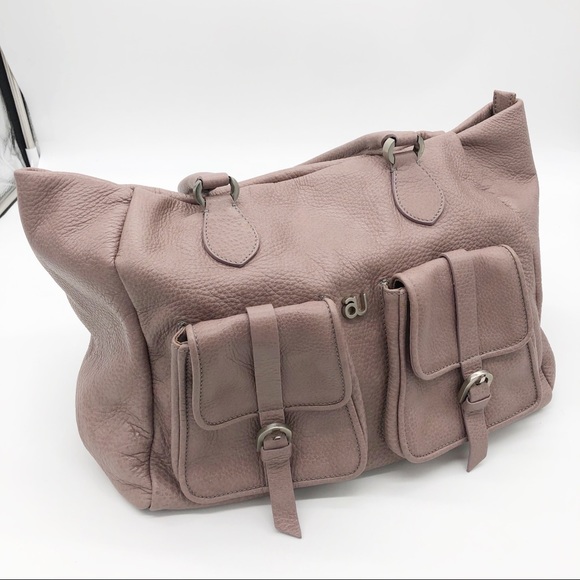 Mauve PINK Pebbled Leather Double Pocket Tote - Picture 10 of 15